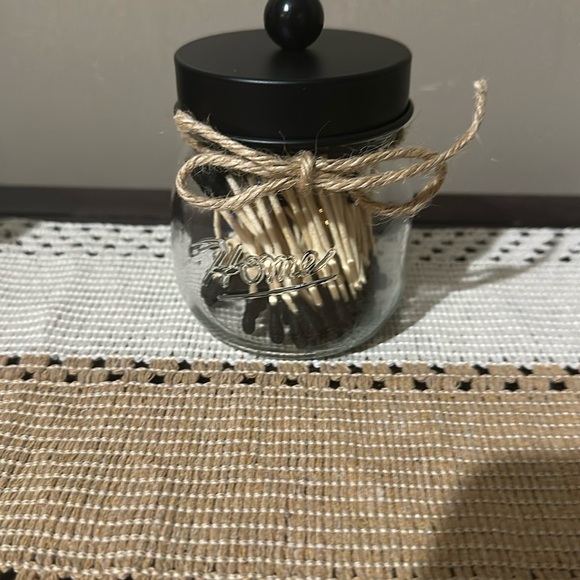 Black Lid Glass Jar with Matches - Picture 1 of 9